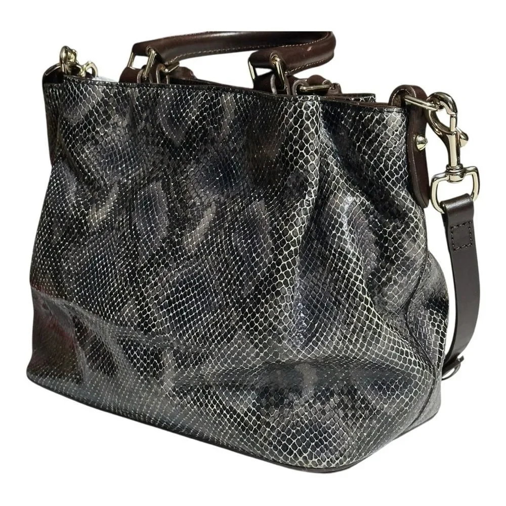 Dooney & Bourke City Python Barlow Purse Satchel w Shoulder Strap & Dust Bag
